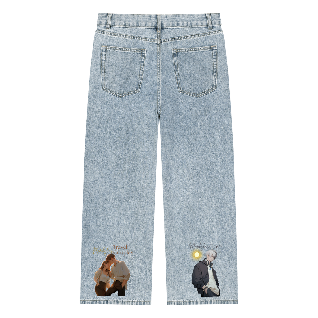 Unisex Vintage Wash Straight Leg Jeans