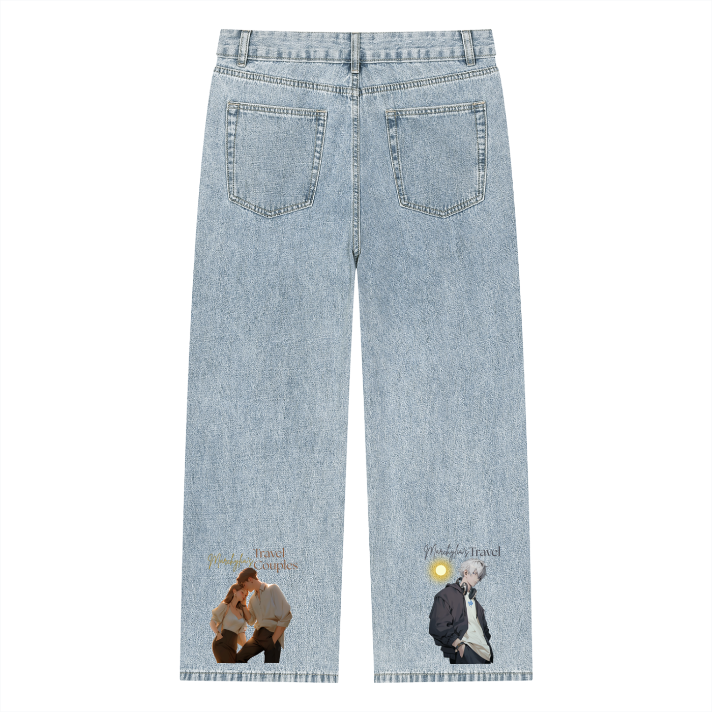Unisex Vintage Wash Straight Leg Jeans