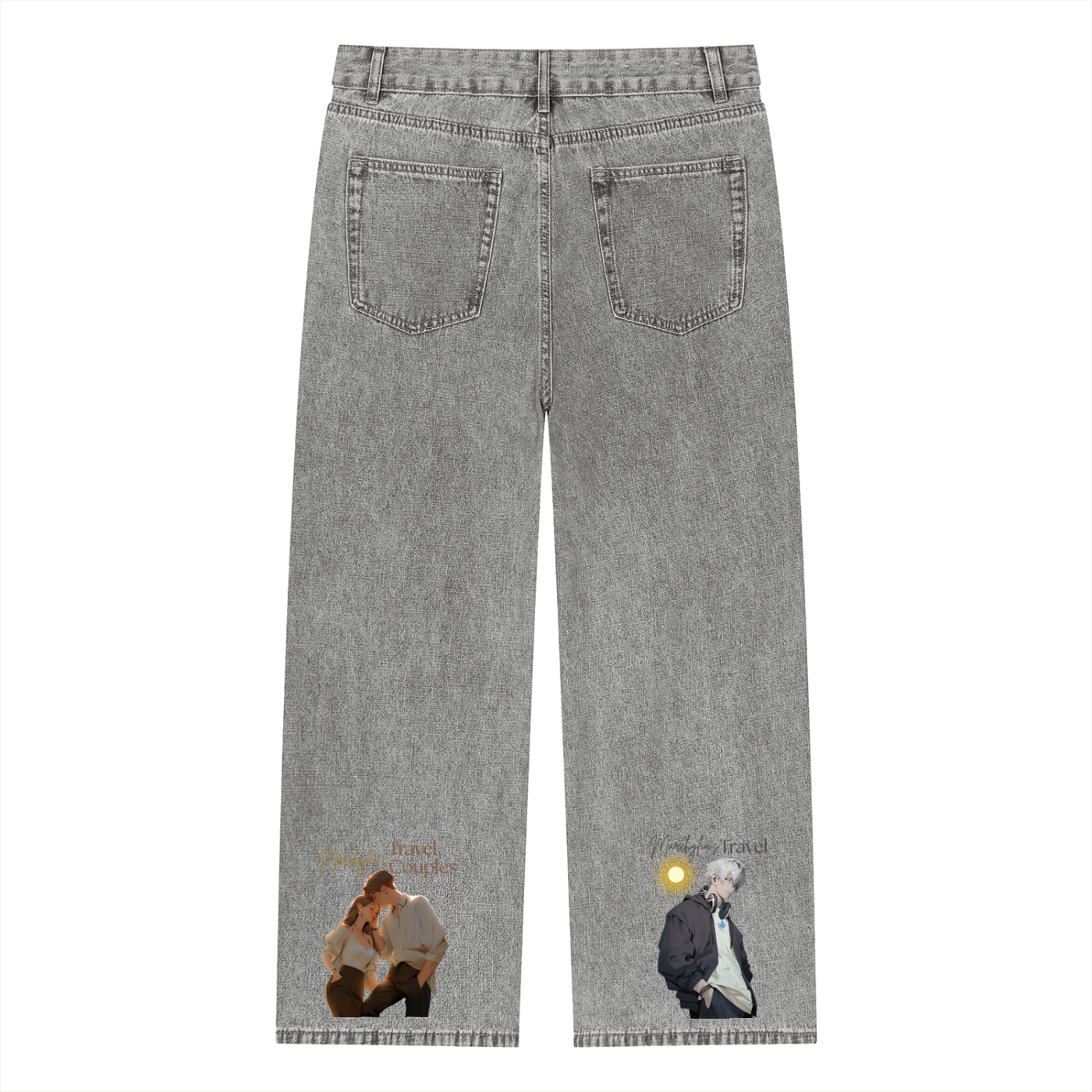 Unisex Vintage Wash Straight Leg Jeans